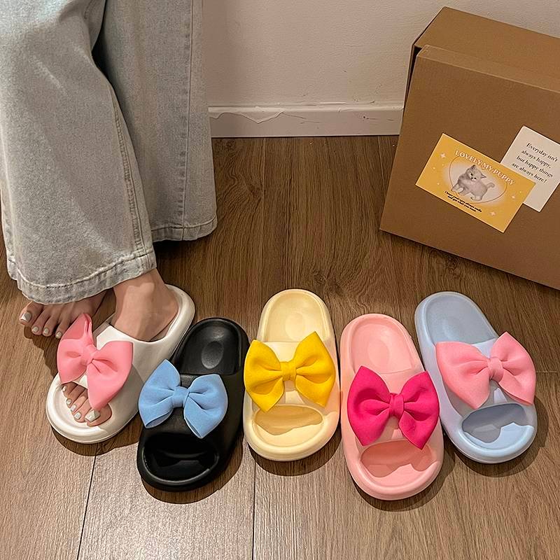 Women's Interior Home Non-Slip Slippers for All Seasons Eva Soft Bottom Bow Slippers FxJw