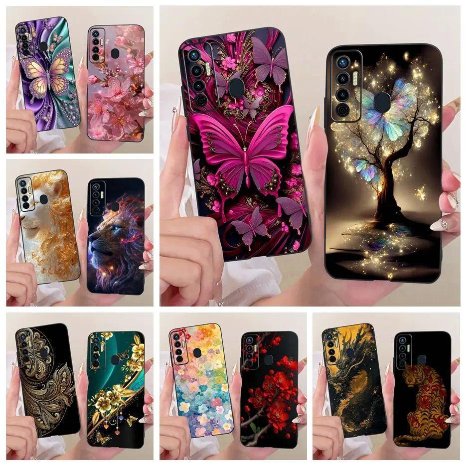 สําหรับ Tecno Camon 17 Pro กรณี CG8 CG8h ผีเสื้อหรูหราต้นไม้ทาสีฝาครอบซิลิโคนอ่อนนุ่มสําหรับ Tecno C