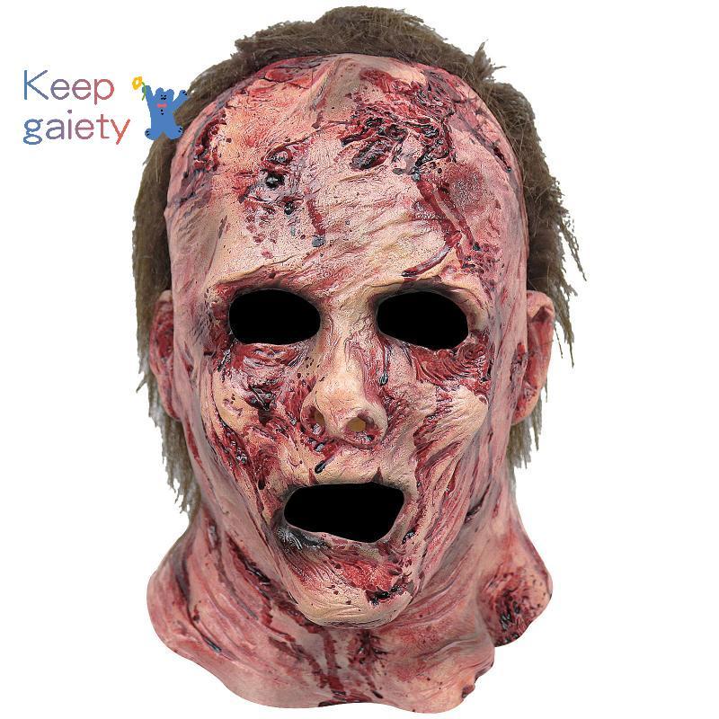 [Kpt-t] หน้ากากซิลิโคนฮาโลวีนน่ากลัว Clown Bloody หน้ากากน่ากลัว Party Masquerade หมวกหัวหน้ากาก Hau