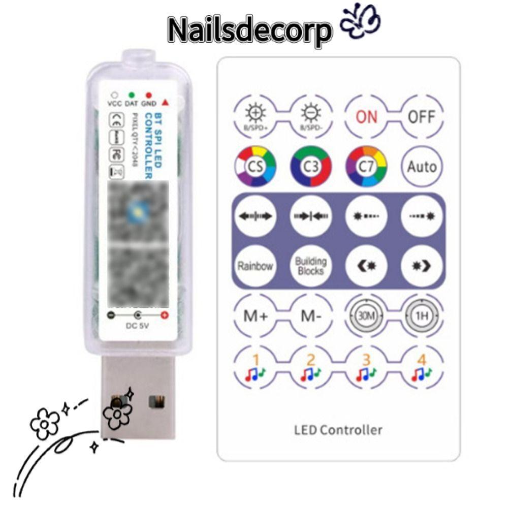 NAILS ตัวควบคุมเพลง Led, มาพร้อมกับปิ๊กอัพ MIC ปรับความสว่างบลูทูธ APP Controller, 5V Mini แอดเดรสคว