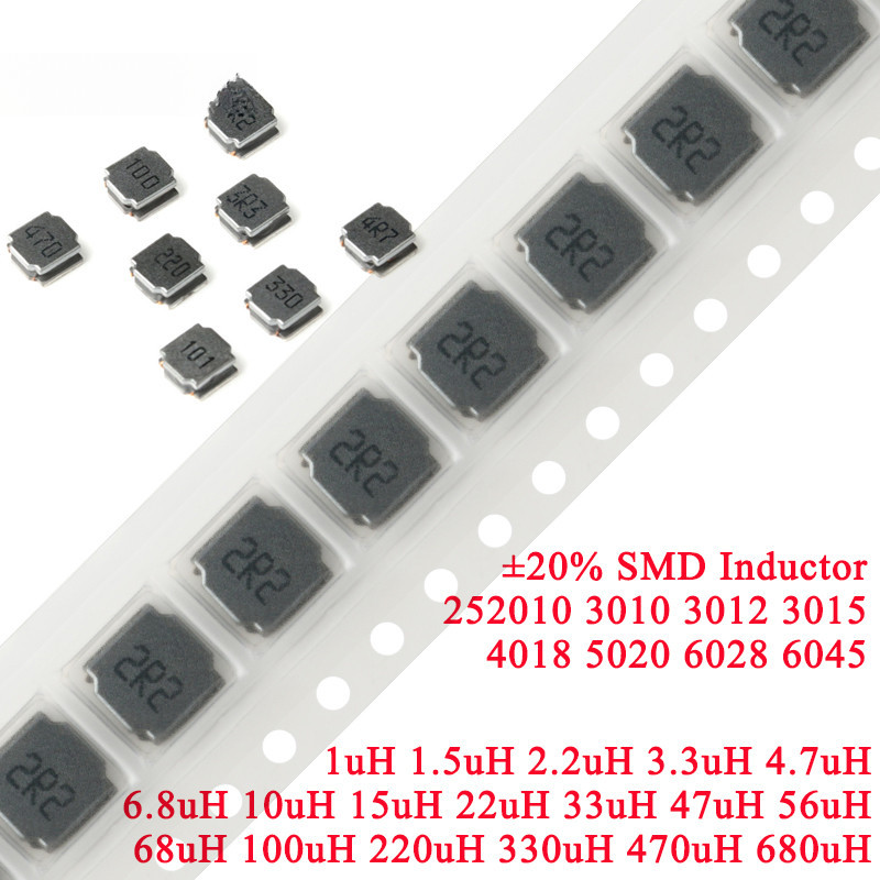 10-50 ชิ้น 252010 3010 3012 3015 4018 5020 6028 SMD Power Inductor 2.2uH 3.3uH 4.7uH 6.8uH 10uH 22uH