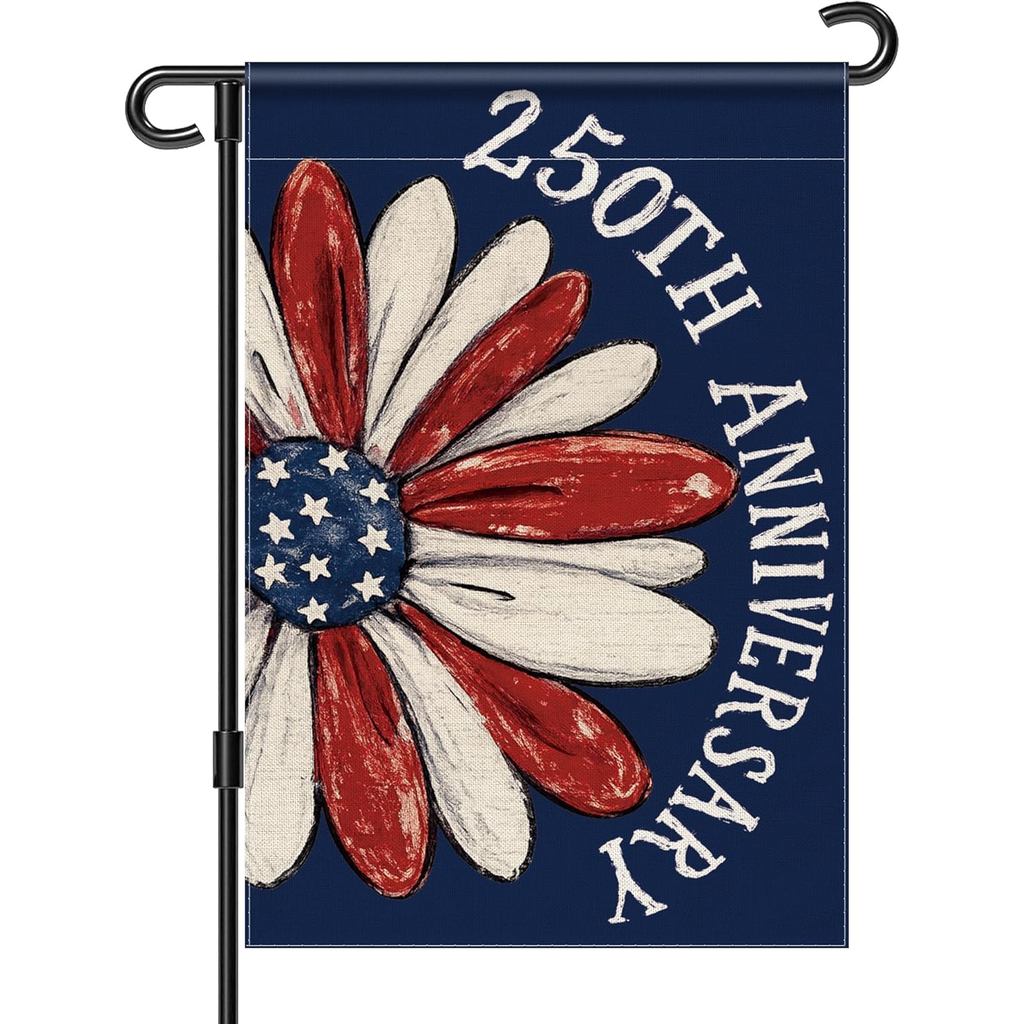 250th Anniversary America Garden Flag, 250 Anniversary USA Flag Patriotic Banner 250 Years of Freedo