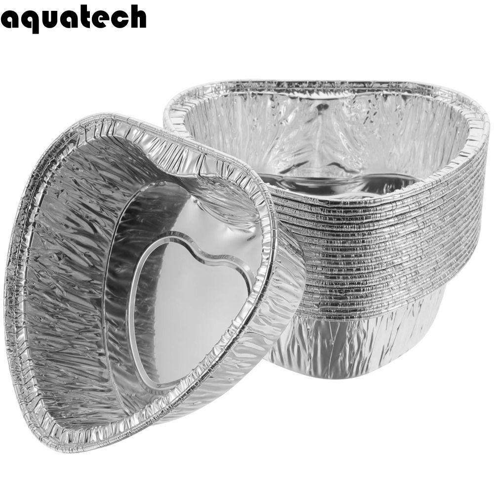 Aquatech 50 ชิ้นอลูมิเนียมดีบุกฟอยล์ถาดอบ,ทิ้ง Non-stick Baking ถ้วยถาด,เบเกอรี่เครื่องมือเกรดอาหารน้ํามัน Fast ความร้อน Tinfoil ถาดไข่