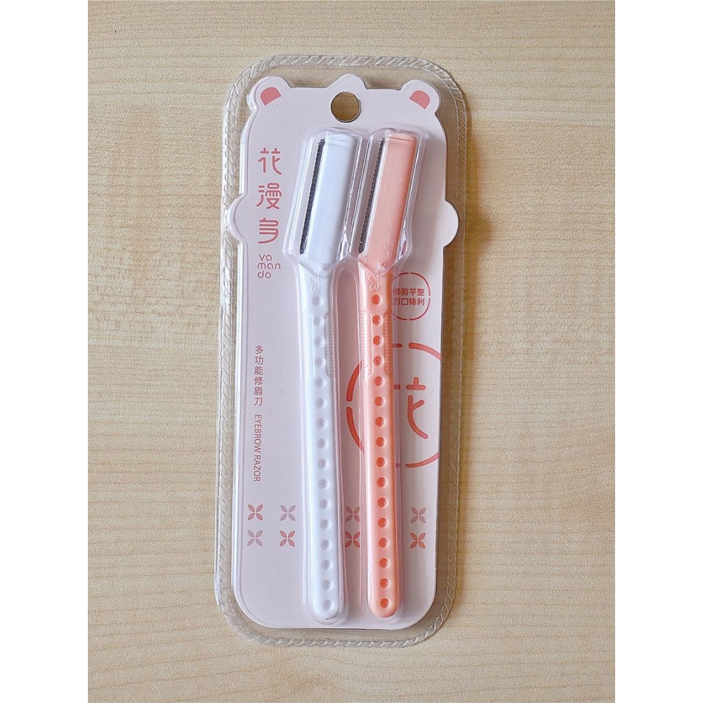 Huamanduo 0703 Multi-Function Eyebrow Trimmer 2-Pack Sharp Eyebrow Razor พร้อมฝาครอบป้องกัน Long-Han