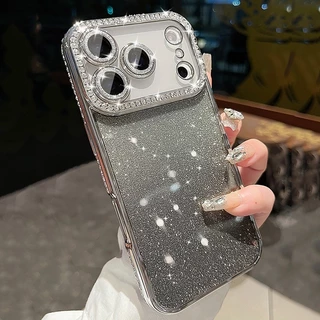 Clear Glitter Diamondเคสโทรศัพท์เข้ากันได้สําหรับiPhone 17 16 15 14 13 12 11 Pro Max Plusเพชรกันกระแทกกันชนกรณีปกปลอก