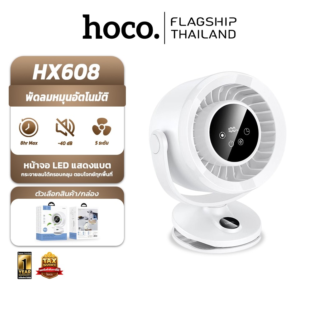 HOCO HX608 พัดลม  3in1 ตั้งโต๊ะ / คลิปหนีบ / แขวนผนัง แบต 3600mAh เสียงเงียบ 40dB ปรับแรงลม 5 ระดับ 