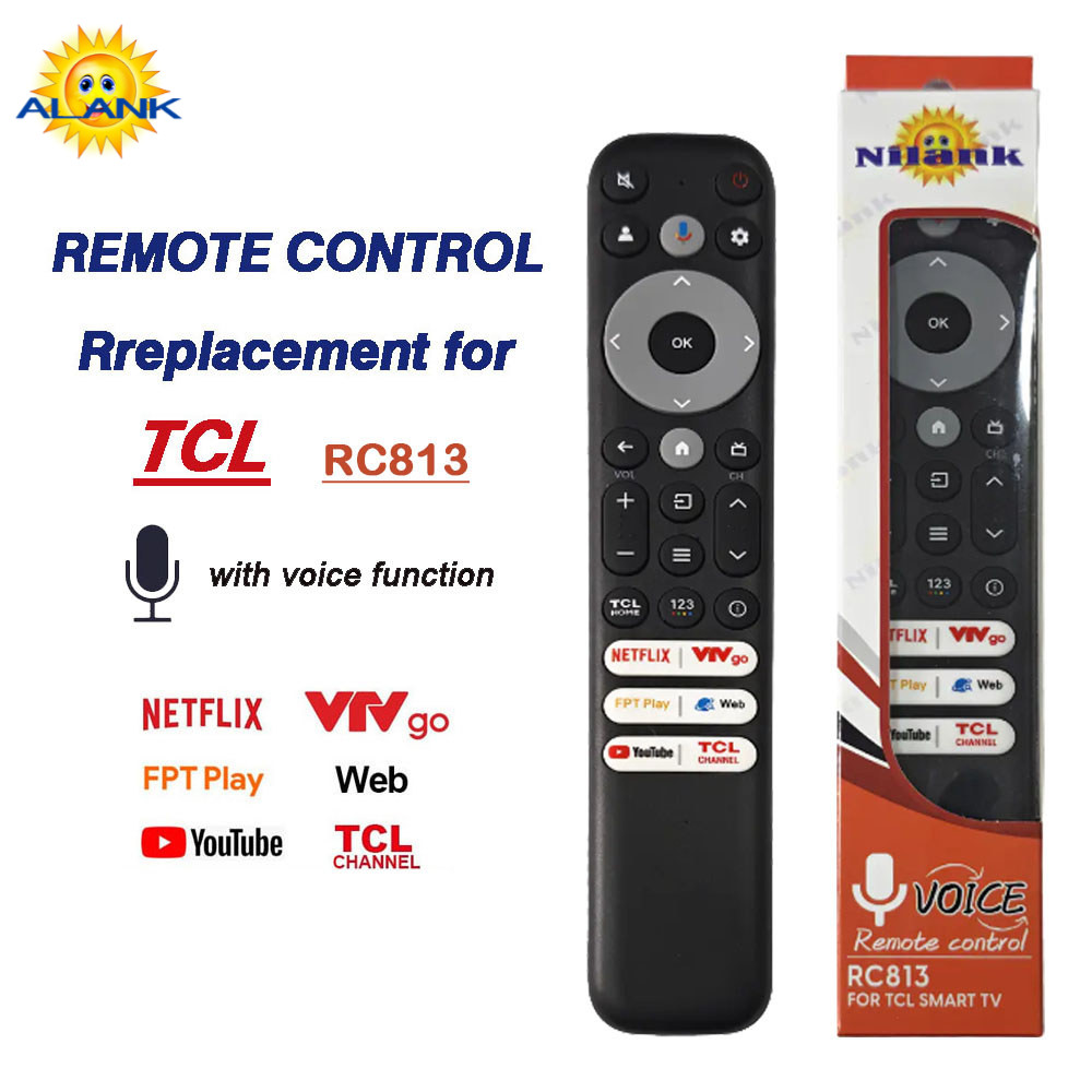 ALANK Remote รีโมทควบคุมเสียงเหมาะสำหรับทีวีอัจฉริยะ LCD ของ TCL รีโมท TCL