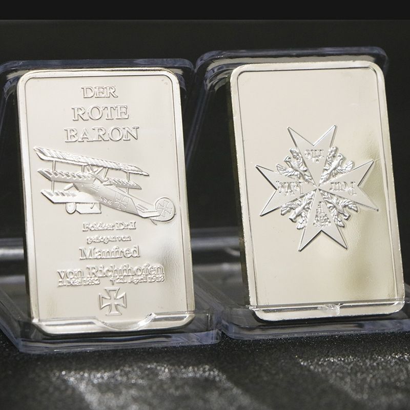 Baron เครื่องบิน Silver Nuggage German Ace Pilot Combat เครื่องบิน Red Baron เหรียญทหาร Silver Nugga