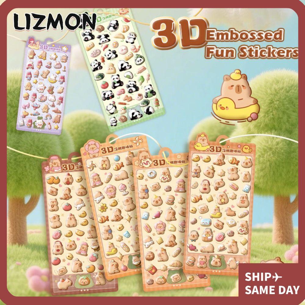 LIZMON 1 ชิ้น Drop Relief สติกเกอร์, Capybara DIY Scrapbooking Journaling DIY ตกแต่งสติกเกอร์, เครื่องเขียนไดอารี่ตกแต่งเครื่องเขียน