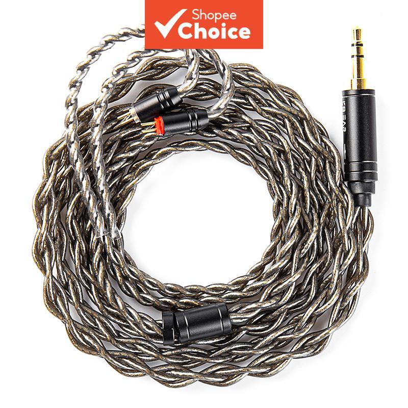 สายหูฟัง KBEAR สําหรับ KZ ZS10 PRO DarkJade แบบ 2 พิน IEM, สายหูฟังอินเอียร์ 4 เส้น 252 แกน 6N ชุบเง