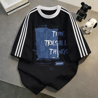 【จัดส่งจากกรุงเทพฯ】LABZAA เสื้อยืดแขนสั้นคอกลม วินเทจฟอกน้ำ ลวดลายแฟชั่น Oversized ระบายอากาศ ผ้าฝ้าย 100% YG563