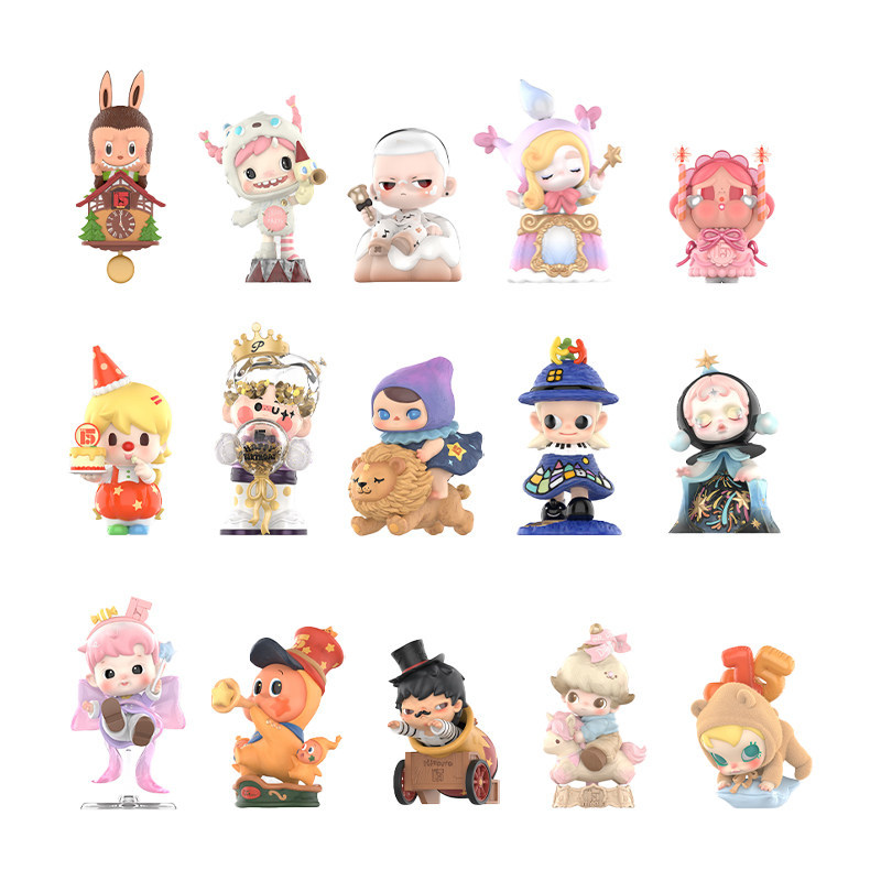 P POPMART ฉลองเวลานี้ ครบรอบ 15 ปี Series เครื่องประดับอินเทรนด์เล่นรูปปริศนากล่องของขวัญ