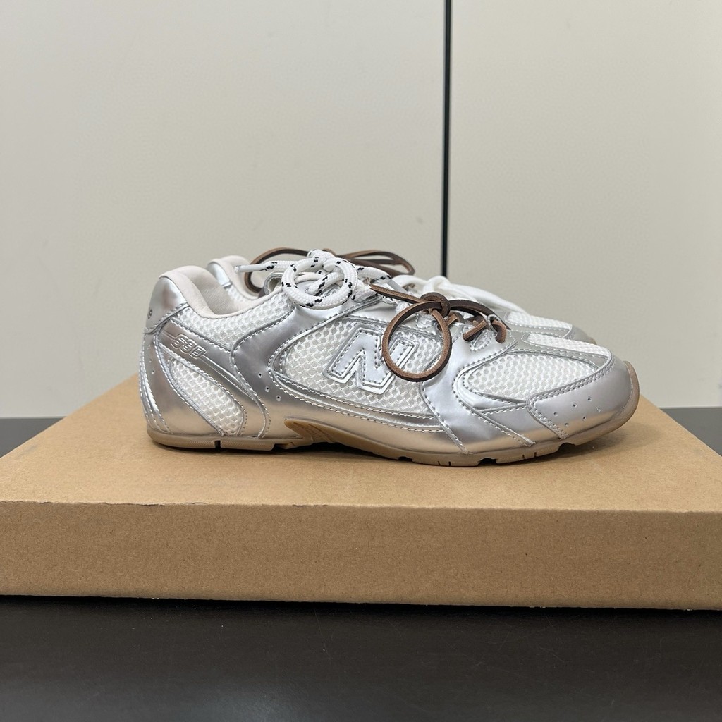 6BKE MM Miuji 530Co-branded women's training shoes2025New silver Mesh Breathable Casual Sports Shoes