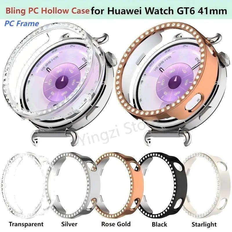 PC สําหรับ Huawei Watch GT 6 ไม่มีหน้าจอเพชร Hard PC สําหรับ Huawei Watch GT6 41 มม.นาฬิกาสมาร์ทกันชนอุปกรณ์เสริม