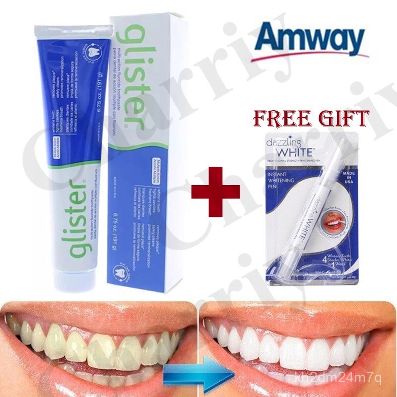 2022 Original Amway Glister Multi-Action Fluoride Toothpaste Mint White Tea 200g+Dazzling Teeth Whit