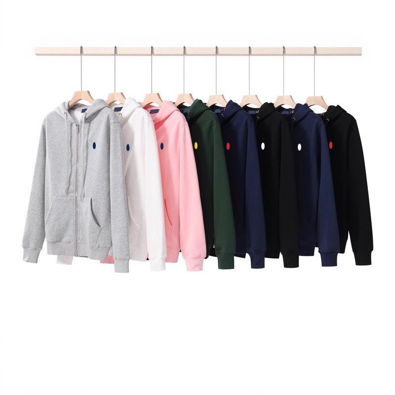 AT7R RL Ral***ren Autumn and winter pullover fleece men's sweatshirt, zip-up hooded jacket, youth sp