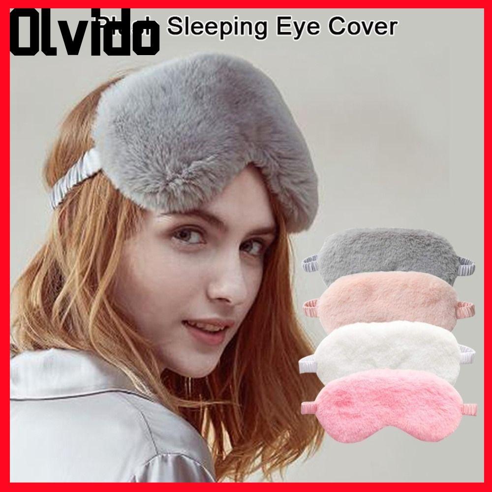 OLVIDO Sleeping , Faux Rabbit Fur Cute Cloud Eye Cover, Plush Soft Sleeping Blindfold