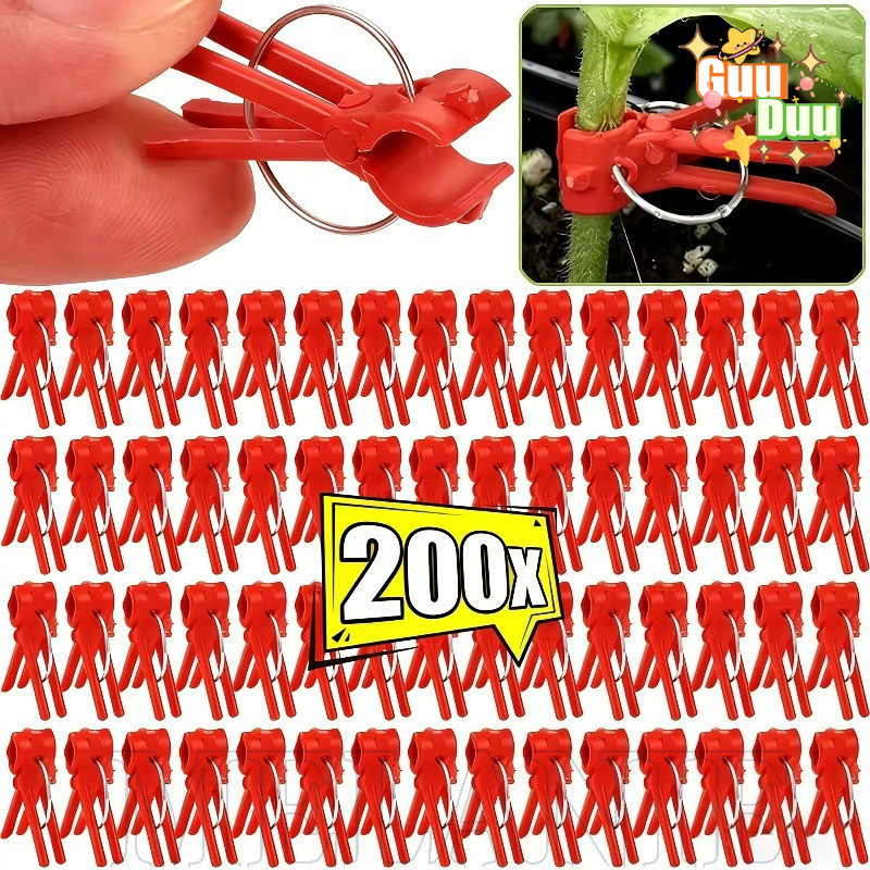 [ GuuDuu ]50-200 ชิ้นพืชพลาสติก Grafting คลิป - สําหรับแตงกวา Wall Climbing Vine - ที่หนีบปากแบน - อุปกรณ์บ้านสวน - คลิปยึดสนับสนุนพืช