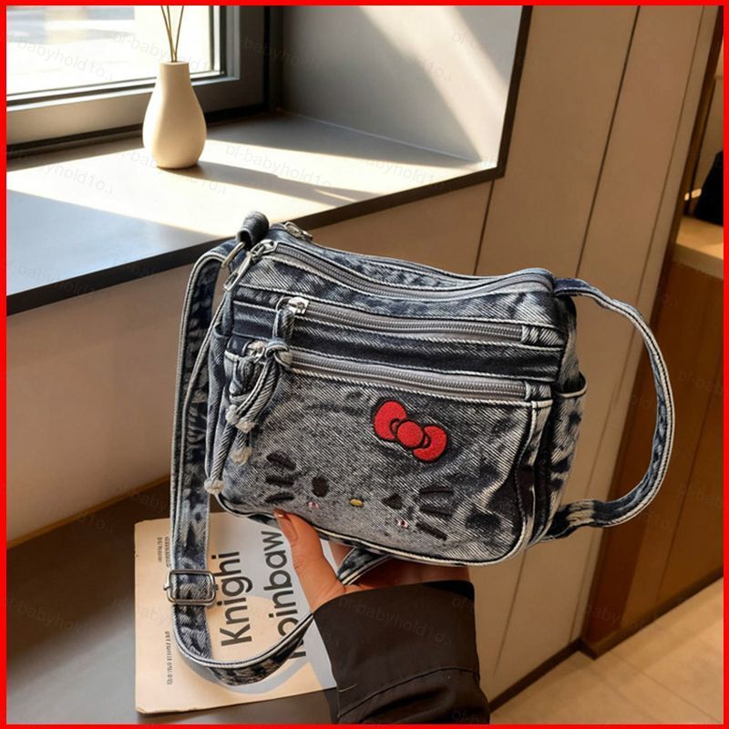 2026 Retro Denim ปัก Ladylike กระเป๋าสะพายและถือ สำหรับหลายโอกาส