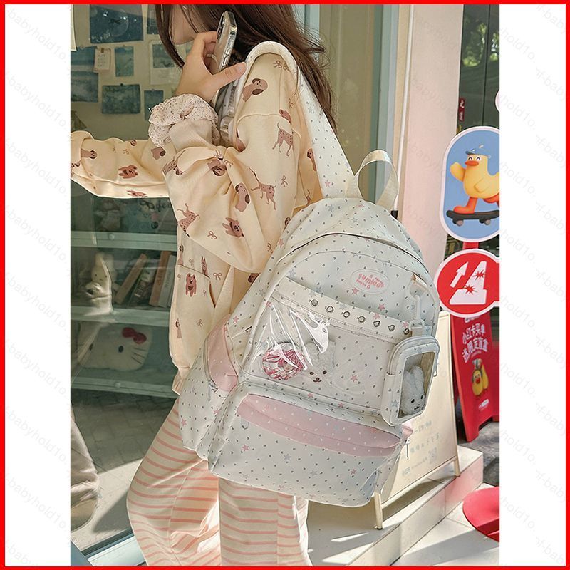 2026 Star and Polka Dot Student Ita Bag กระเป๋าเป้สะพายหลังความจุขนาดใหญ่อเนกประสงค์แฟชั่น