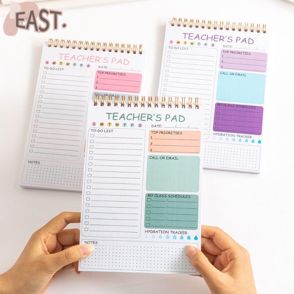 EASTS Teacher To Do List, Spiral Binding Durable Cover Teacher Notepad,คุณภาพสูง A4 Lined front Comp