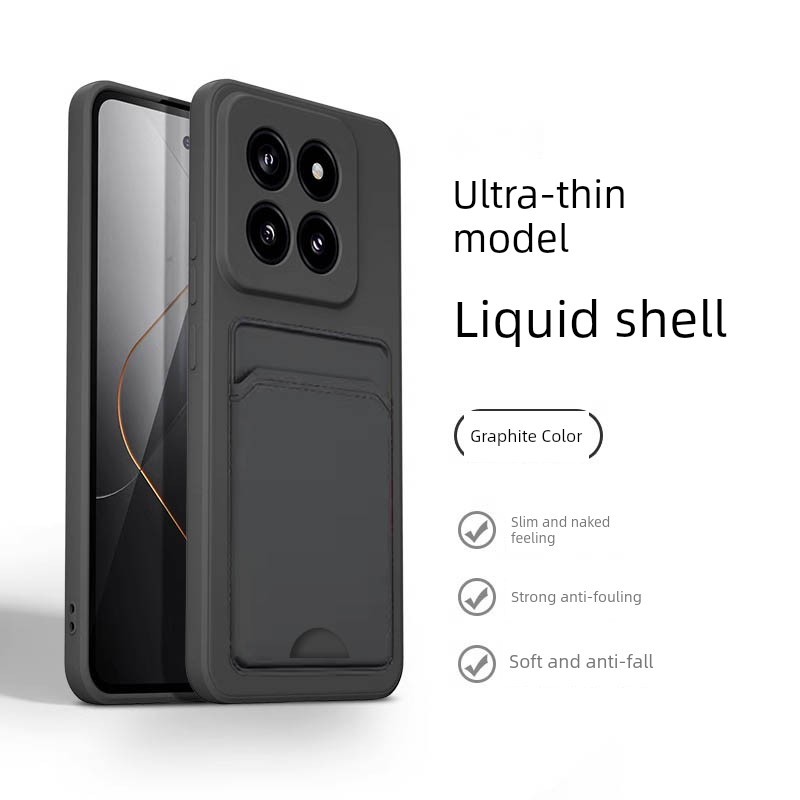 magnetic wallet magsafe wallet เหมาะสําหรับ Xiaomi 15pro ผู้ถือบัตรเคสโทรศัพท์ 14/13/12/11/9 ซิลิโคน