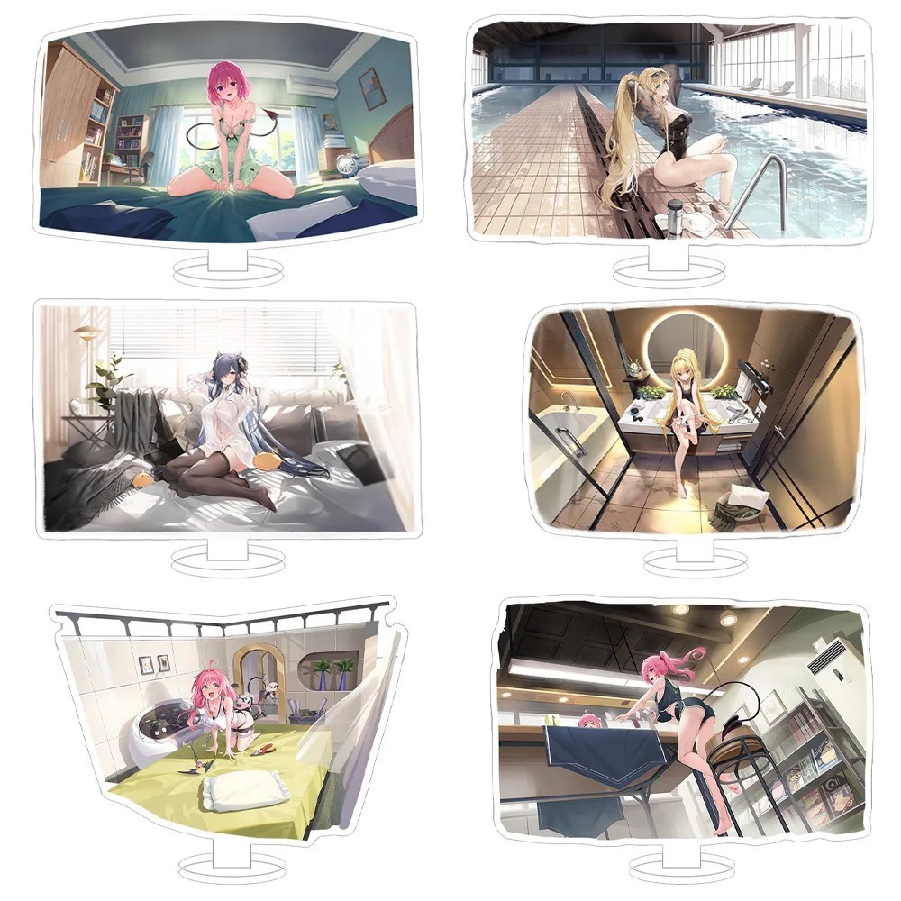 Standee Azur Lane อะคริลิครุ่น Unzen Ägir Janus ตัวอักษร Pool Party รุ่นโต๊ะเรียนตกแต่งของขวัญอะนิเม