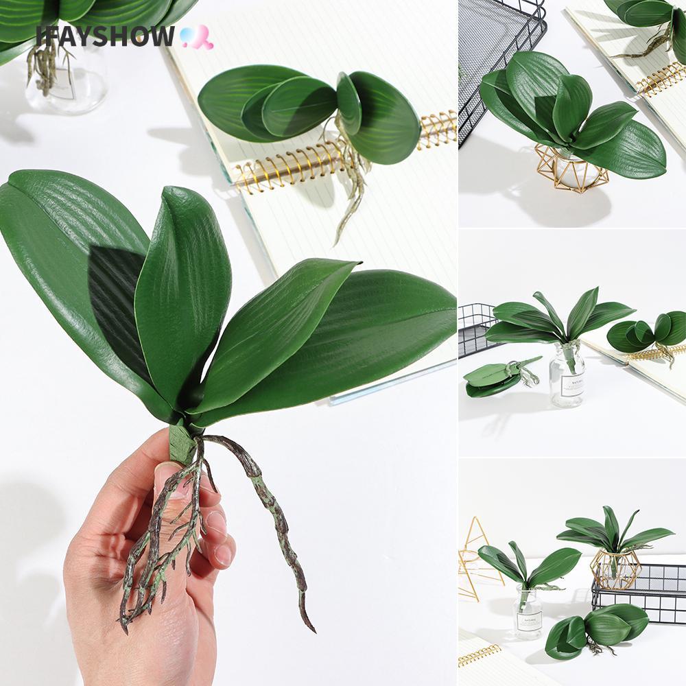 IFAYSHOW ใบจําลองใบกล้วยไม้งานแต่งงานฤดูใบไม้ผลิตกแต่งใบ Phalaenopsis