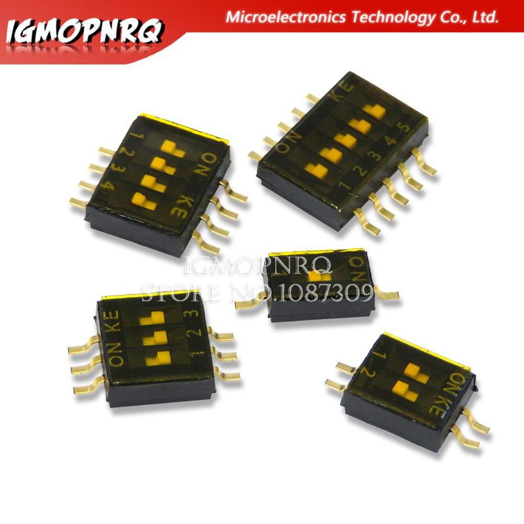 5PCS SMD SMT สไลด์ประเภทสวิทช์ 1P 2P 3P 4P 5P 6P 8P 10P 1.27 มม.ตําแหน่งWAY DIP สีดํา Pitch Toggle ส