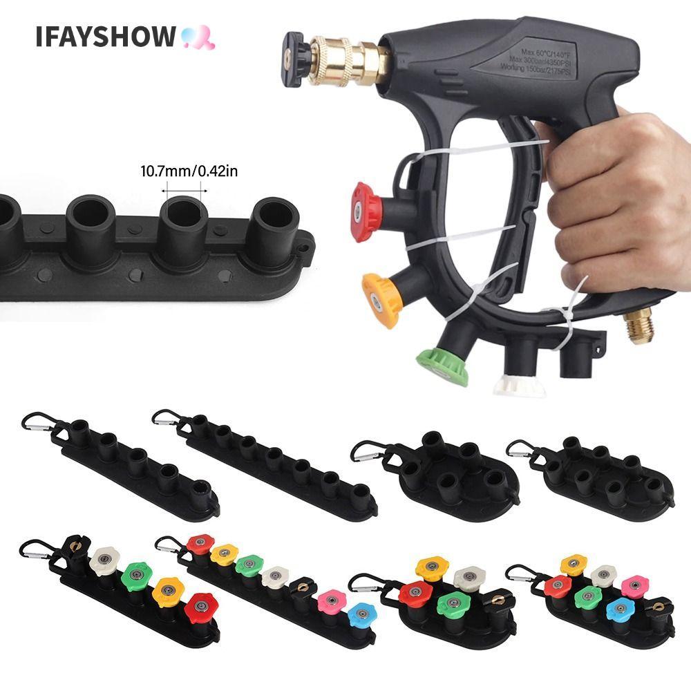 IFAYSHOW หัวฉีดเครื่องซักผ้าแรงดันสูงรองรับหัวฉีดสเปรย์ 5/7 หลุมพร้อมที่วางหัวฉีด, การทําความสะอาดปลั๊กอย่างรวดเร็ว 1/4 นิ้วหลากสี|เครื่องพ่นซักผ้า