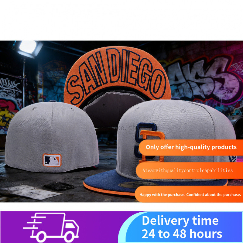 หมวกเบสบอล New Era San Diego Padres สไตล์พรีเมียม สำหรับทั้งผู้ชายและผู้หญิง รวมหมวกปีกกว้างและถักหัวกลม