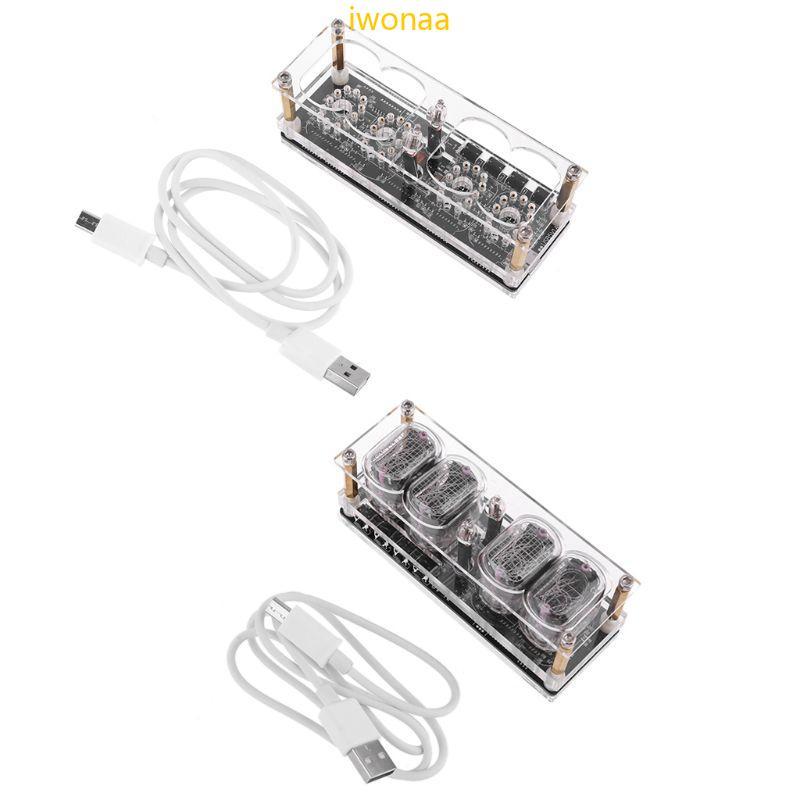 Iwo IN-12 Glow Tube Clock 4-bit Integrated IN12 Glow Tube Clock with Multicolor LED Nixie Clock Boy 