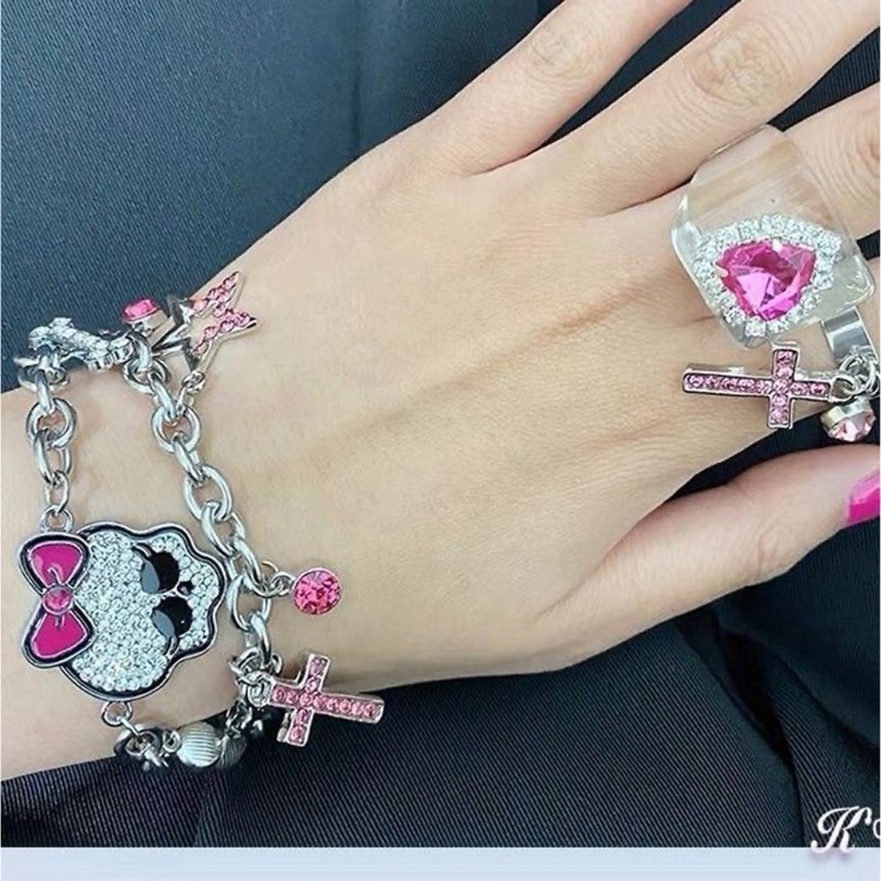 Noe Skull School แรงบันดาลใจชุดเครื่องประดับสร้อยคอปรับสร้อยข้อมือวัสดุโลหะผสม