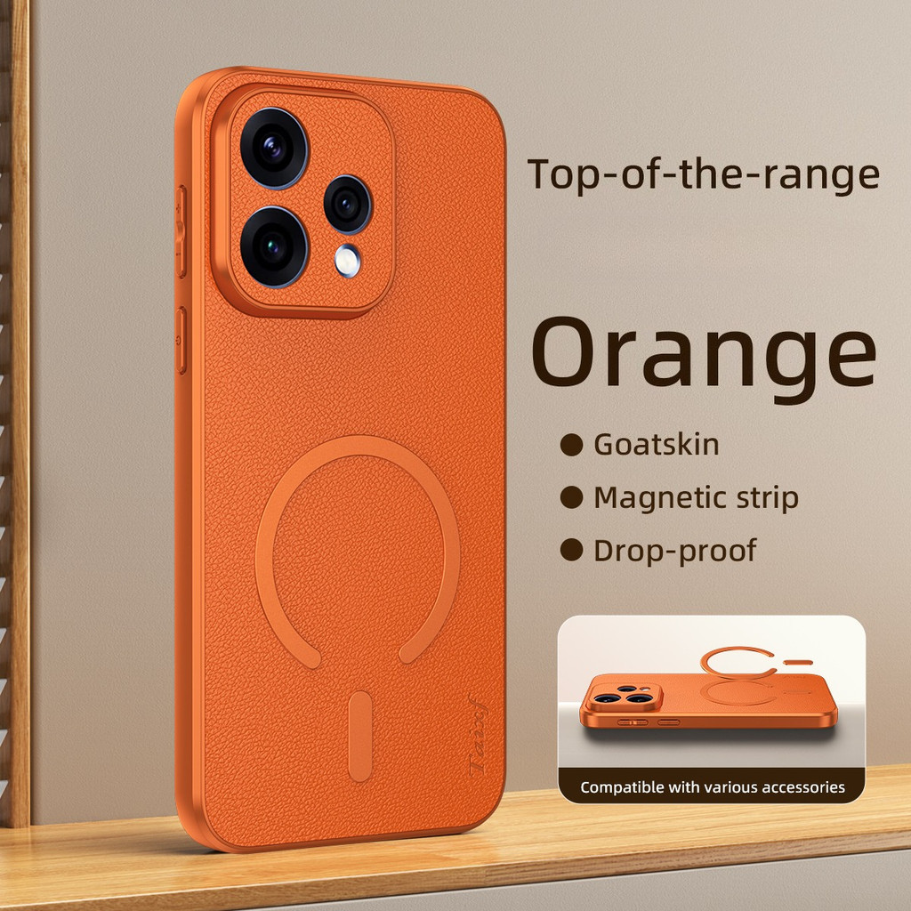 ปลอกสําหรับOppo Reno 15 Reno15 5GหรูหราGoatskinผิวหนังเคสโทรศัพท์ไร้สายชาร์จกันกระแทกป้องกันกลับปกแข็ง