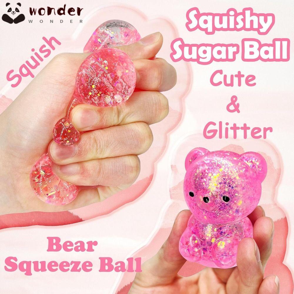 WONDER Bear Squishy Fidget Toys, Funny Cute Sugar Stress Ball Sensory Toys, Gummy Bear Soft Squishy 