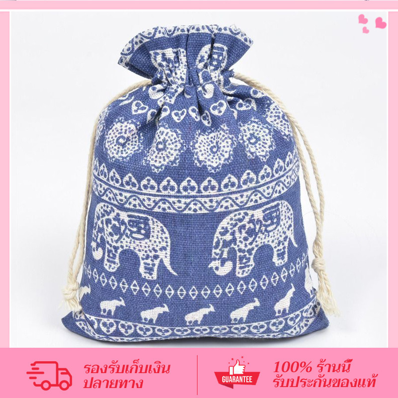 CORNER 🇹🇭กระเป๋าผ้า(เชือกรูด) คละผ้าลายช้าง ขนาด10x14/13x18cm ของชำร่วยไทยๆ ของฝาก ของที่ระรึก แจกงาน