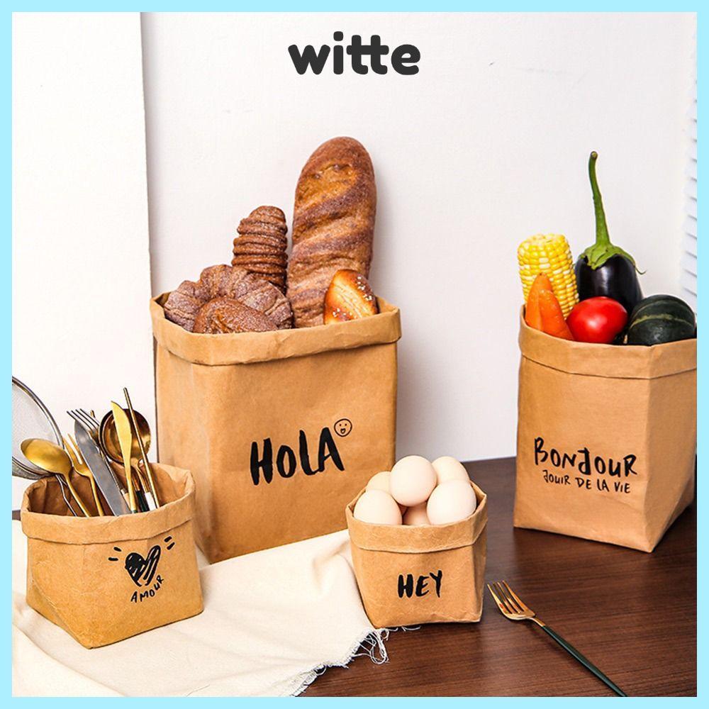 Witte ถุงกระดาษคราฟท์ ทรงสี่เหลี่ยม กันน้ํา ใช้ซ้ําได้ ขนาดใหญ่ จุของได้เยอะ ล้างทําความสะอาดได้ ของใช้ในบ้าน