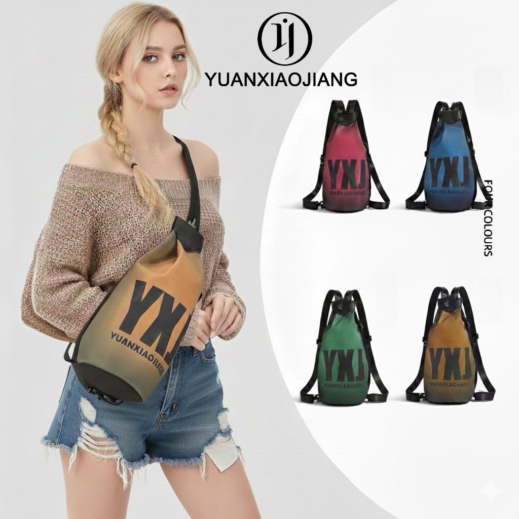 YUANXIAOJIANG กระเป๋าไนล่อนกันน้ำ แบบใหม่ สีสันมาใหม่ ใช้ได้ทั้งกระเป๋าเป้ สะพายข้าง และสะพายไหล่ น้ำหนักเบา สไตล์สตรีท