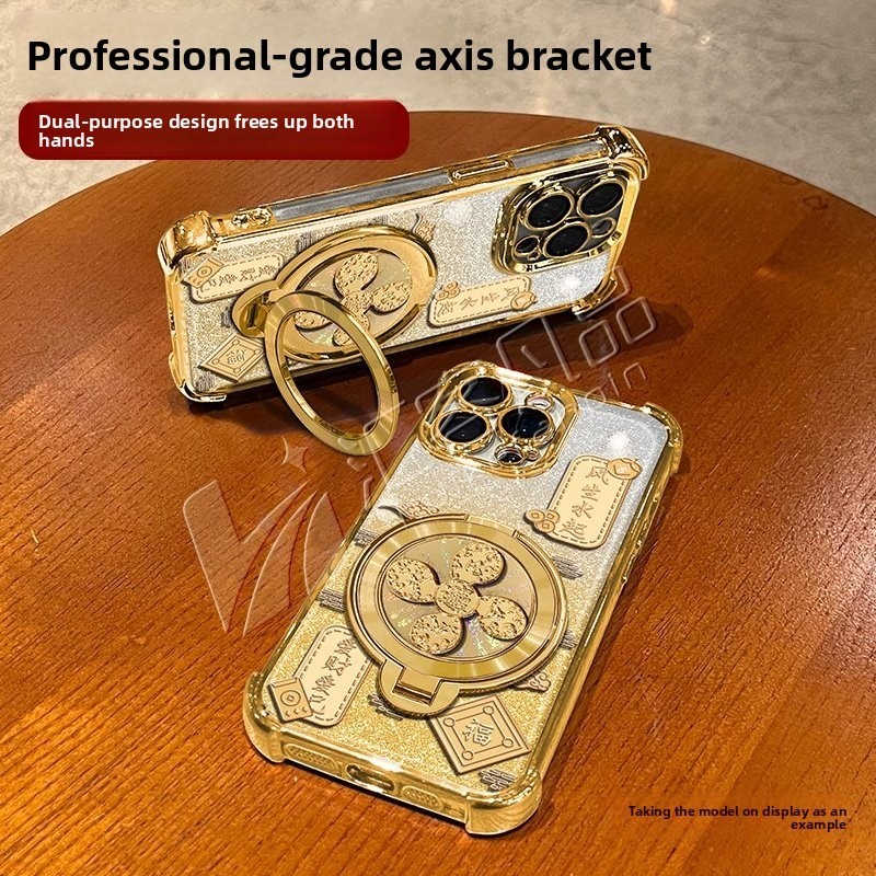 ชัดเจน เคส สำหรับ Samsung S25 S26 S24 S23 S22 S21 Ultra Plus S20 FELuxury น่ารัก Gyro Bracket หมุนขาตั้ง Rich ชุบโปร่งใสกันกระแทกเคสโทรศัพท์นุ่ม