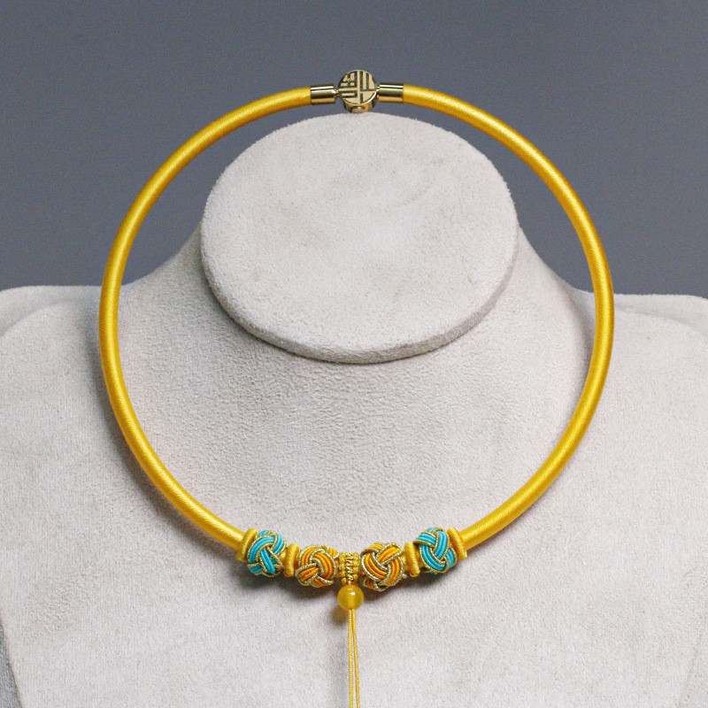 สร้อยคอมีล็อคสำหรับเด็ก ออกแบบลายถักทอง สไตล์วินเทจ พร้อมล็อคป้องกันตก loss - รหัส:Lilyji2617 BHQ8