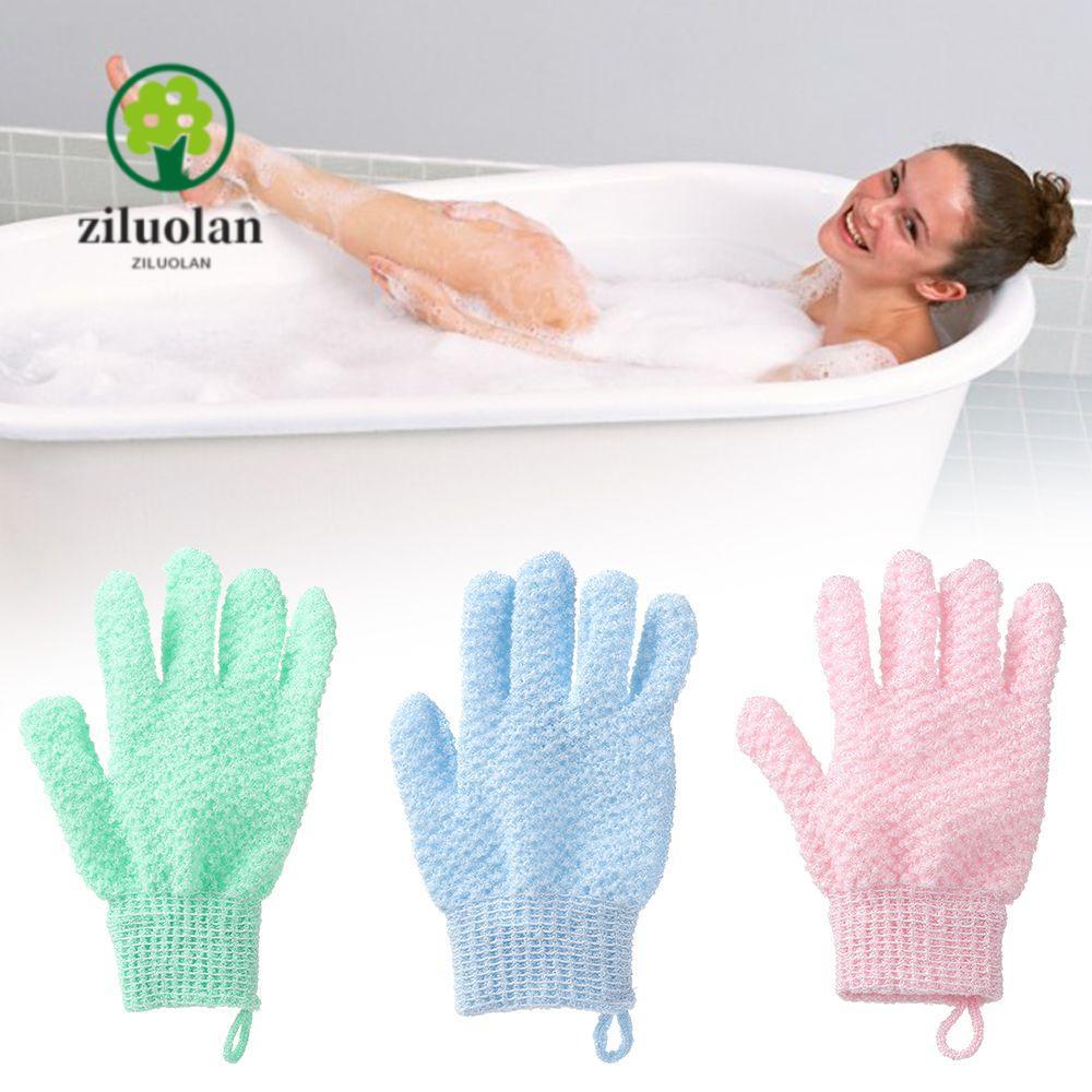 Ziluolan ถุงมืออาบน้ํา ถุงมือห้านิ้ว ขัดผิว นุ่ม สองด้าน ผ้าขนหนูอาบน้ํา แบบหนา
