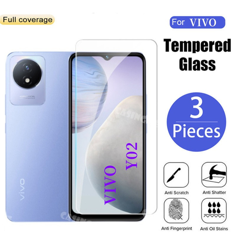 คลุมทั้งหมดกระจกนิรภัยโปร่งใสสําหรับ VIVO Y02 Y02A Y02T T ป้องกันหน้าจอ Anti-Scratch กระจกใสสําหรับ 