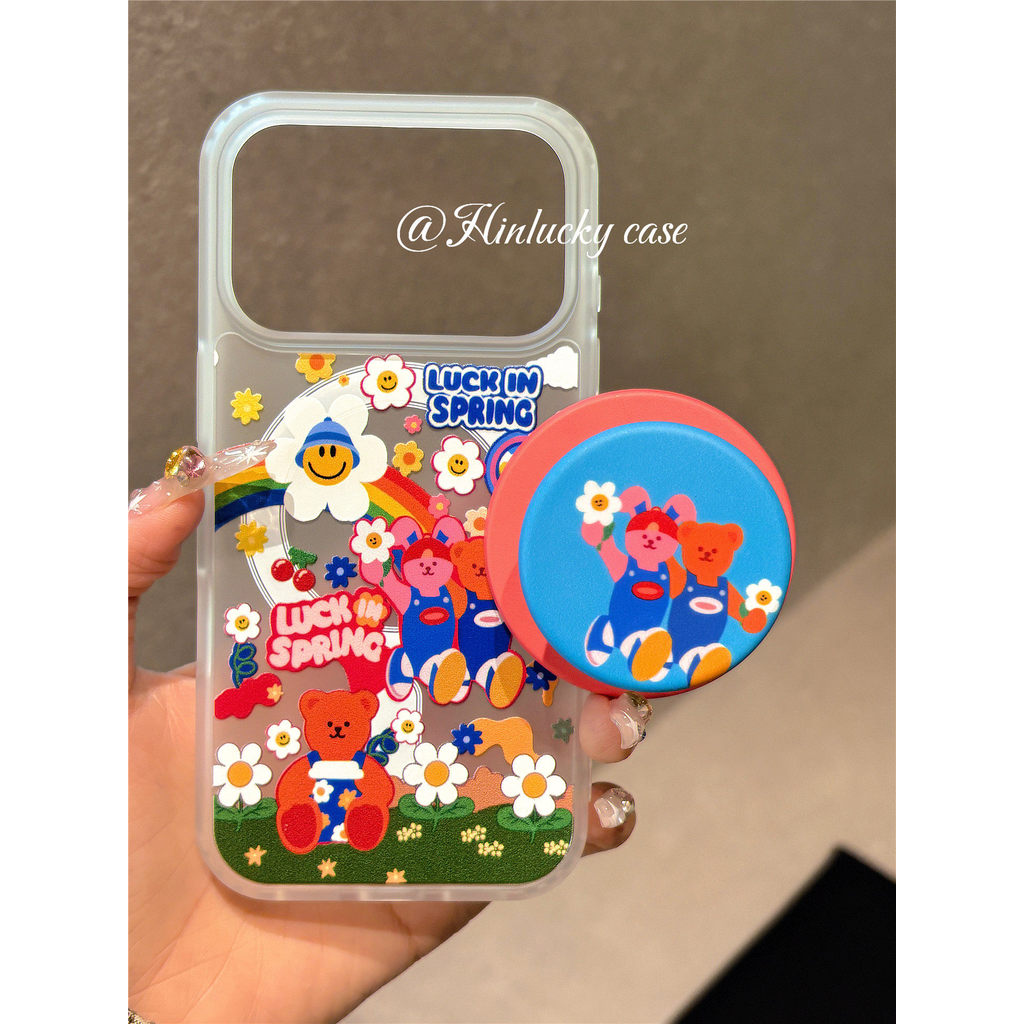 ญี่ปุ่นญี่ปุ่นเกาหลีน่ารักการ์ตูนดอกไม้หมีวงเล็บแม่เหล็กเหมาะสําหรับSamsung s26 เคสโทรศัพท์S25/24 + การ์ตูนS23fe Simple s22 Frostedแม่เหล็กA57a56a55 พร้อมวงเล็บA17a16a15a37 น่ารัก