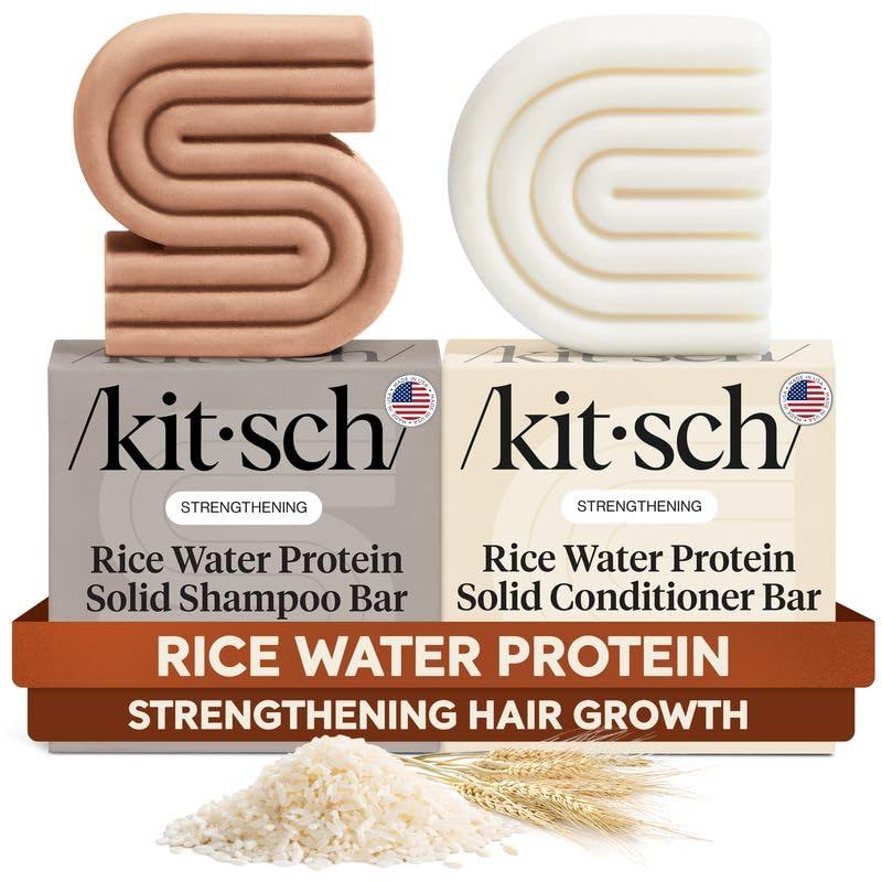 Kitsch Rice Water Protein Solid Shampoo and Conditioner Set for Hair Growth – Strengthening Hair Car