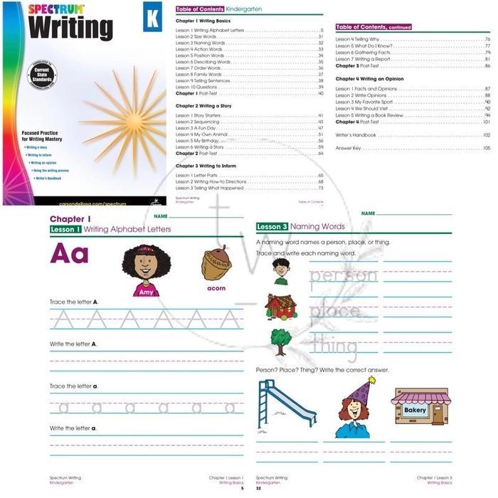 Spectrum Writing Grade K Physical Book 1 2 3 4 5 6 7 8 - เกรด K