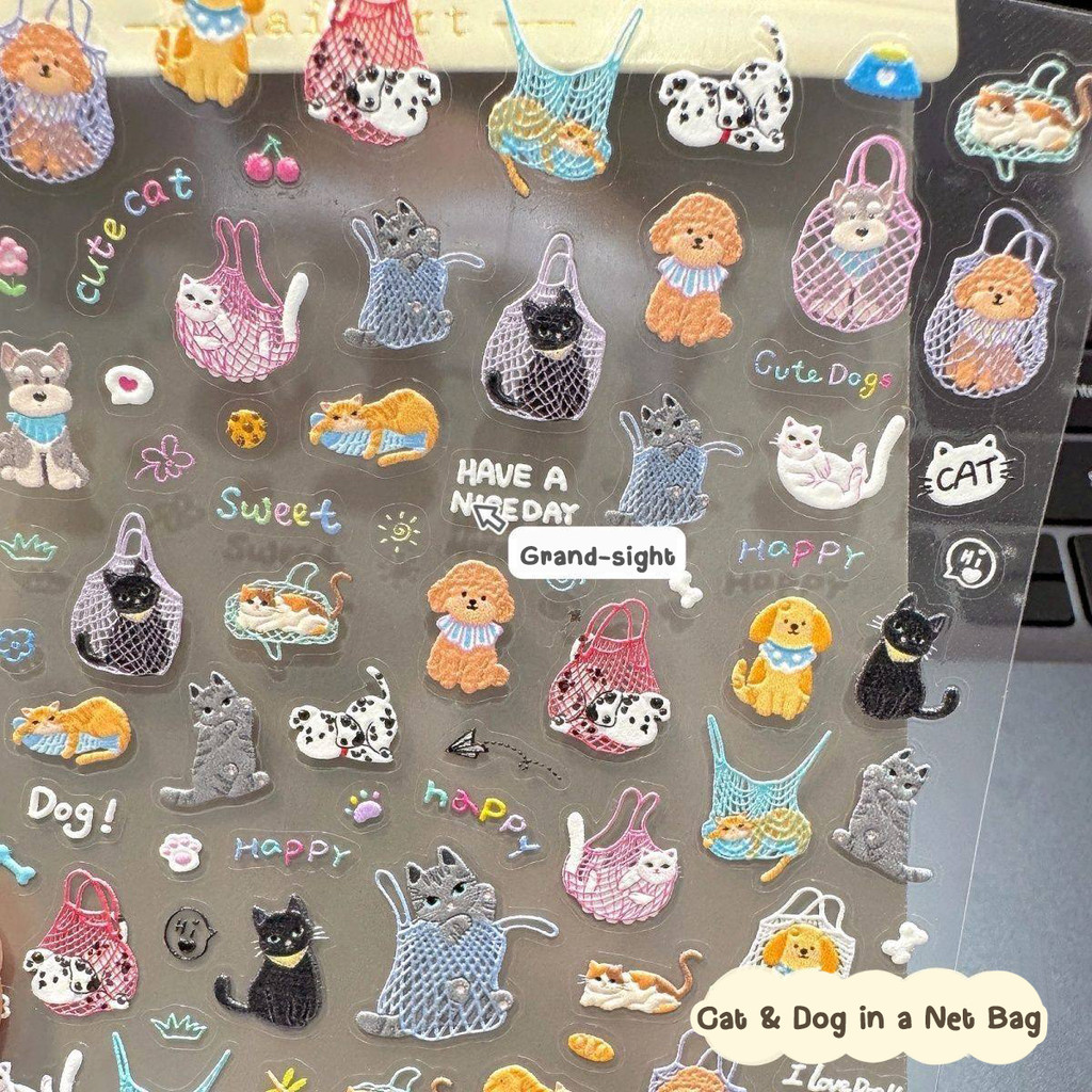 🎃ร้านไทย สติ๊กเกอร์ติดเล็บ3D ลายแมว หมา ไอศกรีม การ์ตูน  สไตล์เกาหลี สติ๊กเกอร์DIY สติกเกอร์แต่งเล็บ ดีไซน์น่ารัก
