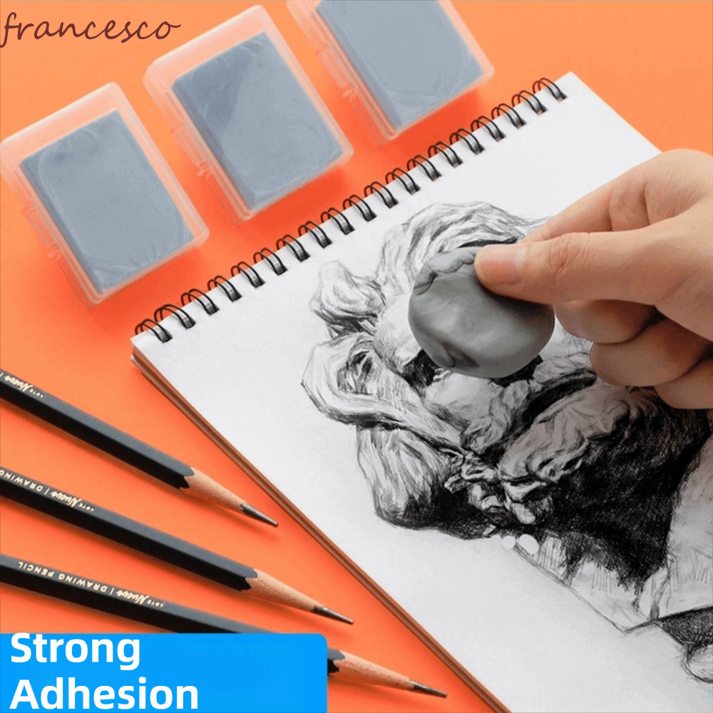 FRANCESCO 4 ชิ้น Sketching Eraser, Soft Moldable Massageed Eraser, Correcting Grey Plasticization No