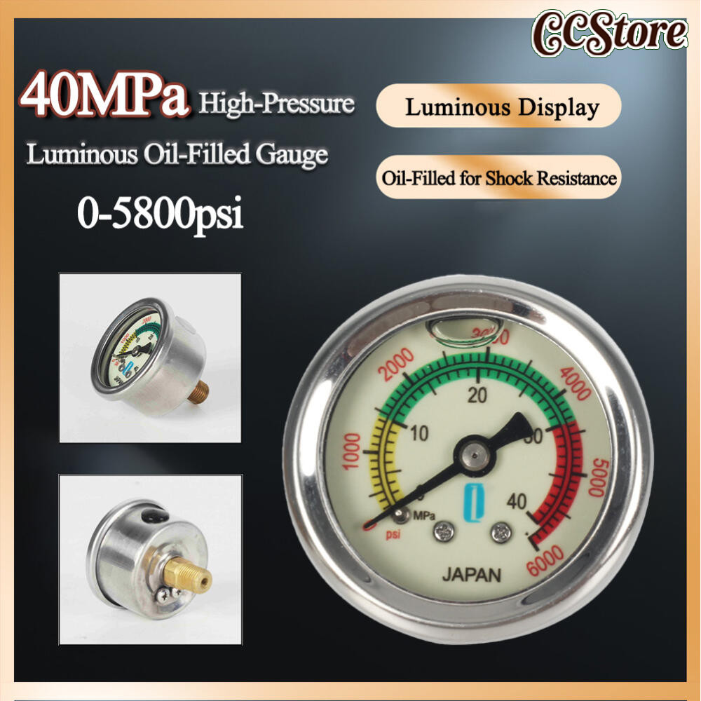 เกจแรงดันสูง เกจวัดความดัน สูบ pcp 40 MPA -6,000PSI ใช้สำหรับ ถังอัดอากาศแรงดันสูง/สูบแรงดันสูง หรือปั้มลมแรงดันสูง
