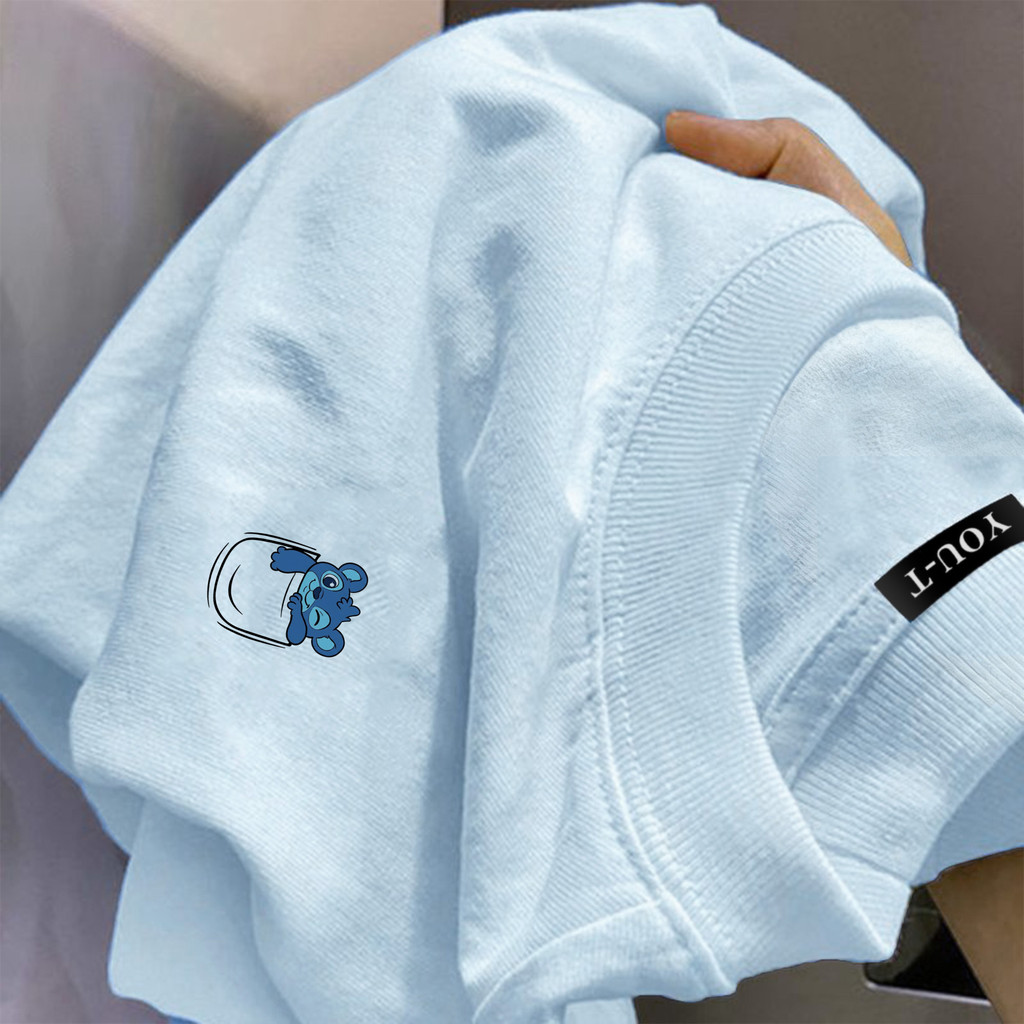 Basi💥 ผู้หญิง เสื้อยืด oversize เกรดพรีเมียม เสื้อคอตตอน100% ไม่หดตัว ใส่สบาย การ์ตูนน่ารัก ลาย "Pocket Bear"