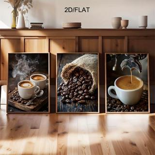 โปสเตอร์พิมพ์ผ้าใบกาแฟคุณภาพสูง 3 ชิ้น/ชุด เหมาะสําหรับแขวนผ…